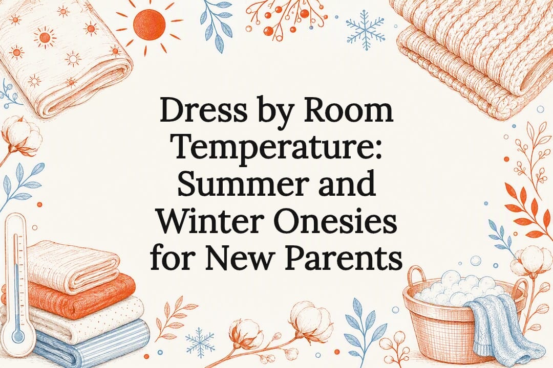 Seasonal baby clothing title card illustration