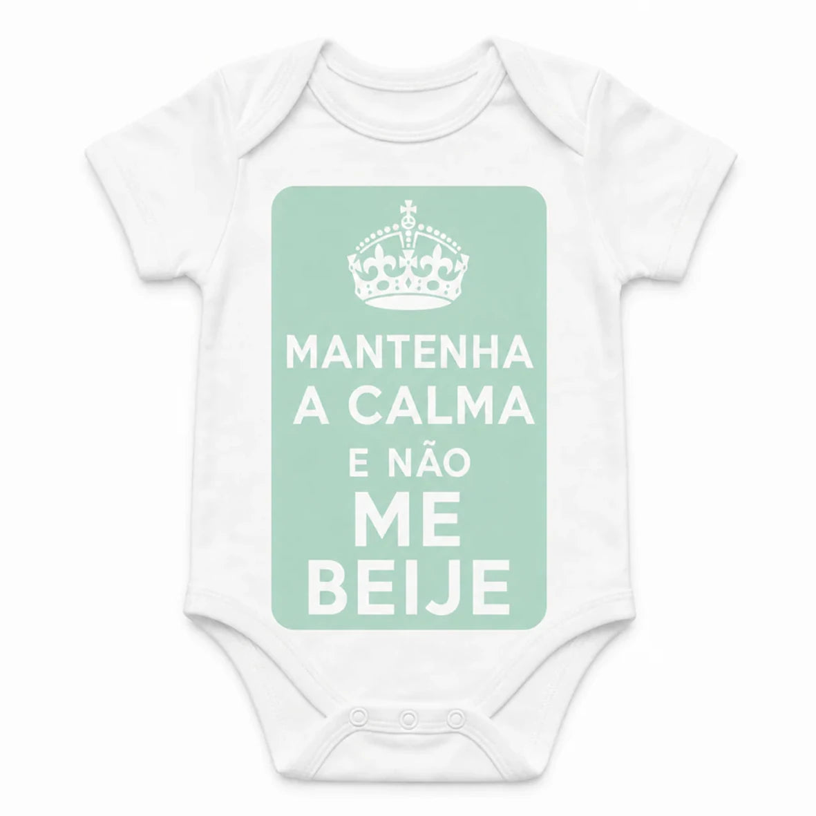 Keep Calm and Don't Kiss Me baby bodysuit in Portuguese, White
