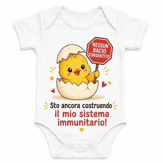 No Smooching Allowed baby bodysuit in Italian, White