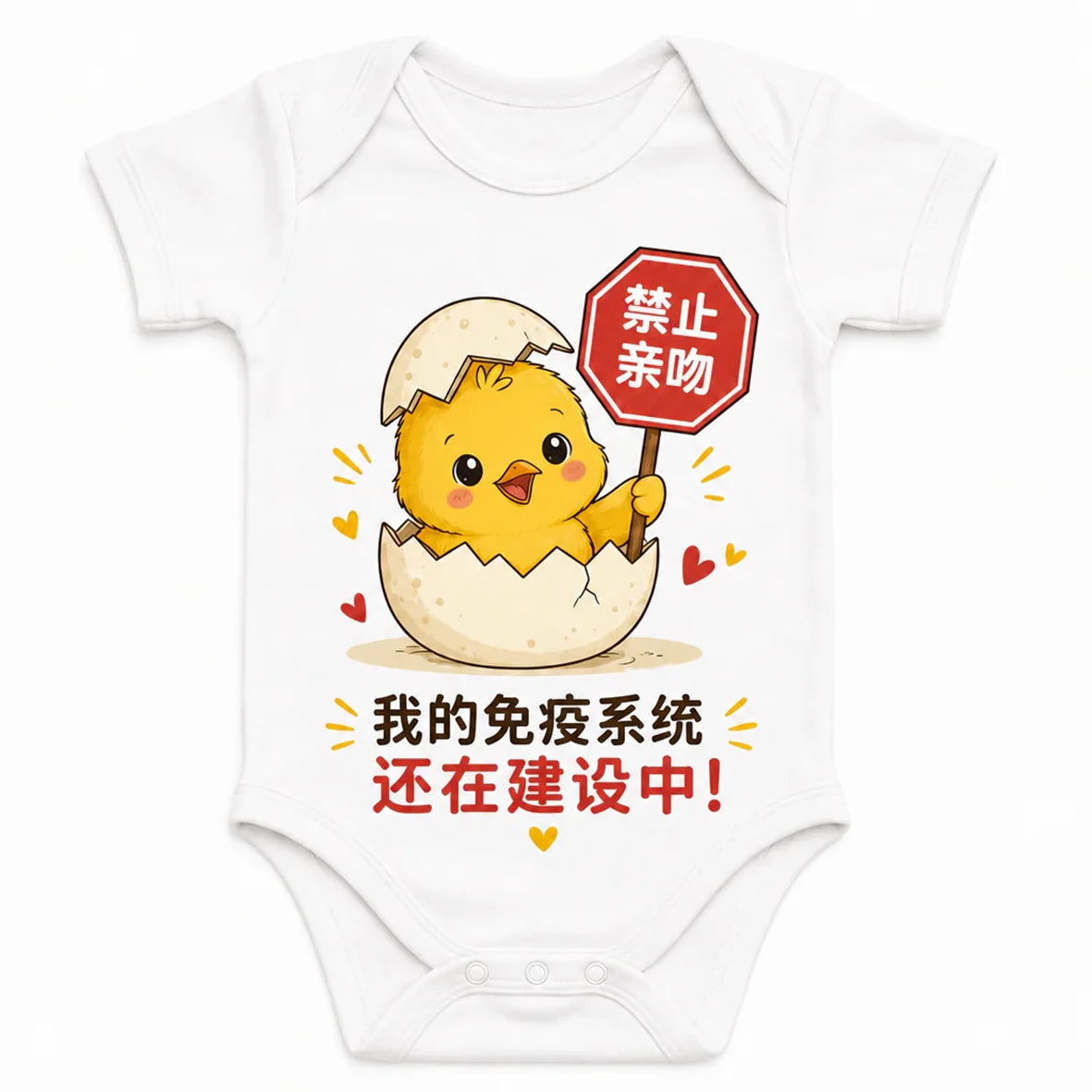 No Smooching Allowed baby bodysuit in Mandarin, White